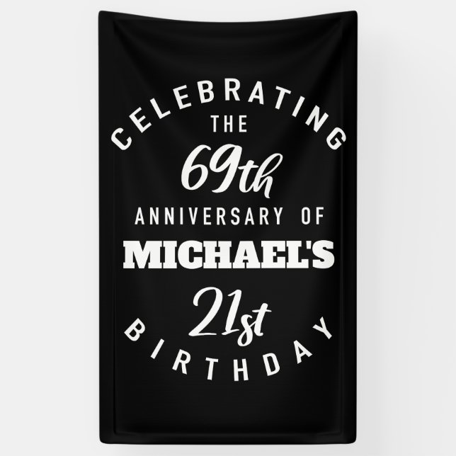 90th birthday, 90 years old, personalised, birthda banner (Vertical)