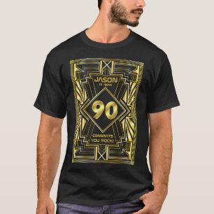 90th Birthday Art Deco Gold Black Great Gatsby T-Shirt