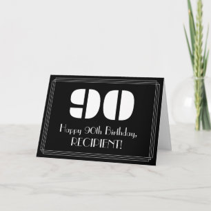 90th Birthday: Art Deco Inspired Look "90" & Name Card