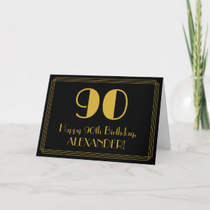 90th Birthday: Art Deco Inspired Look "90" + Name Card