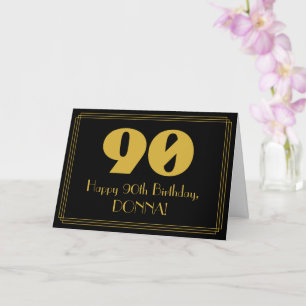 90th Birthday: Art Deco Inspired Look "90" & Name Card