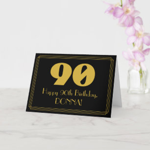 90th Birthday: Art Deco Inspired Look "90" & Name Card