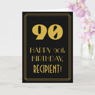 90th Birthday – Art Deco Inspired Look "90" & Name Card