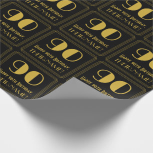 90th Birthday ~ Art Deco Inspired Look "90", Name Wrapping Paper