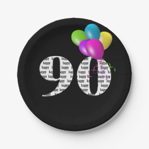 90th birthday balloon bouquet paper plate