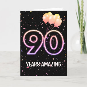 90th Birthday Balloons and Confetti Card