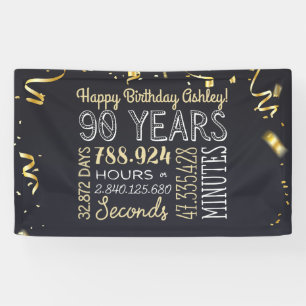 90th Birthday Banner - 90 Years in Hours & Seconds