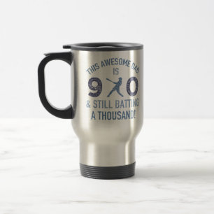 90th Birthday Baseball Dad Travel Mug