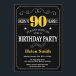 90th Birthday Black and Yellow Chalkboard Invitation<br><div class="desc">90th Birthday Invitation Black and Yellow Typography. Chalkboard. Black and White Background. Adult Birthday. Male Men or Women Birthday. Kids Boy or Girl Lady Teen Teenage Bday Invite. 13th 15th 16th 18th 20th 21st 30th 40th 50th 60th 70th 80th 90th 100th. Any Age. For further customisation, please click the "Customise...</div>
