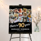90th Birthday Black Gold Photo Party Foam Board