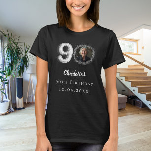 90th birthday black silver photo T-Shirt
