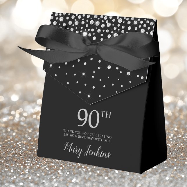 90th Birthday Black Sparkly Thank You Favour Box (Creator Uploaded)