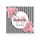 90th birthday black stripes pink florals classic