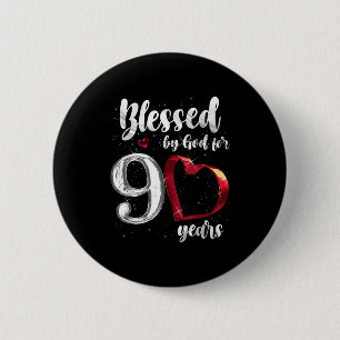 90th Birthday Blessed By God For 90 Years Birthday 6 Cm Round Badge