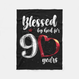 90th Birthday Blessed By God For 90 Years Birthday Fleece Blanket