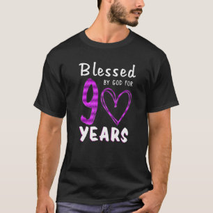90th Birthday Blessed by God for 90 Years Old Hea T-Shirt