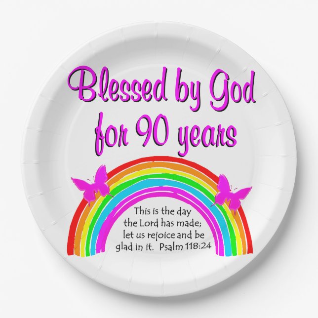90TH BIRTHDAY BLESSING PAPER PLATE (Front)