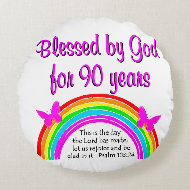 90TH BIRTHDAY BLESSING ROUND CUSHION (Front)