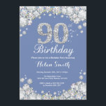 90th Birthday Blue and Silver Diamond Invitation<br><div class="desc">90th Birthday Invitation. Blue and Silver Rhinestone Diamond. Elegant Birthday Bash invite. Adult Birthday. Women Birthday. Men Birthday. For further customisation,  please click the "Customise it" button and use our design tool to modify this template.</div>