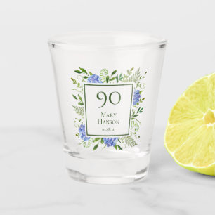 90th Birthday Blue Hydrangeas Shot Glass