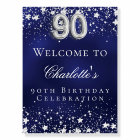 90th Birthday blue silver stars welcome party