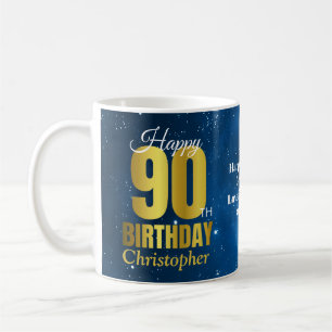90th Birthday Blue Space Typography Coffee Mug