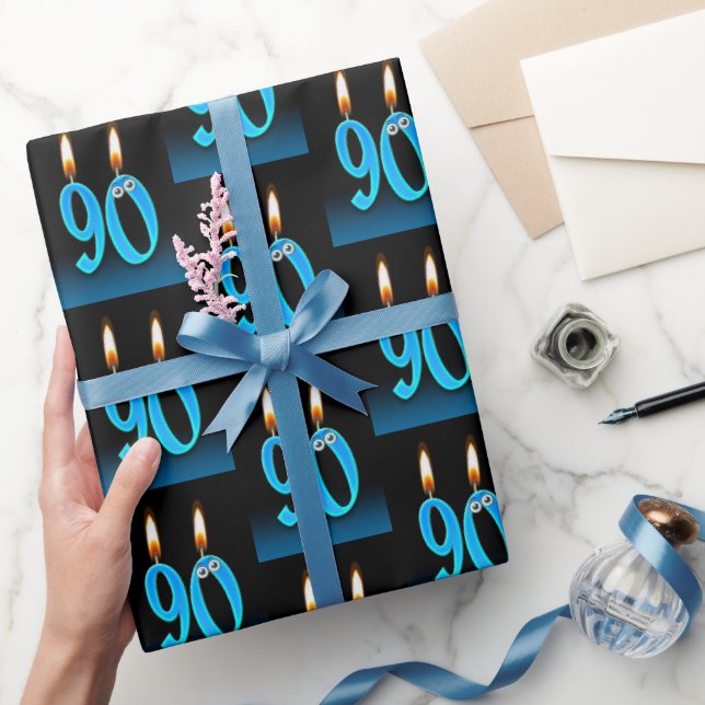 90th Birthday Candles with Eyeballs  Wrapping Paper (Gifting)