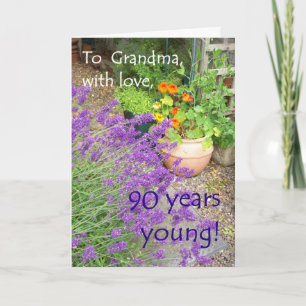 90th Birthday Card for Grandmother - Flower Garden