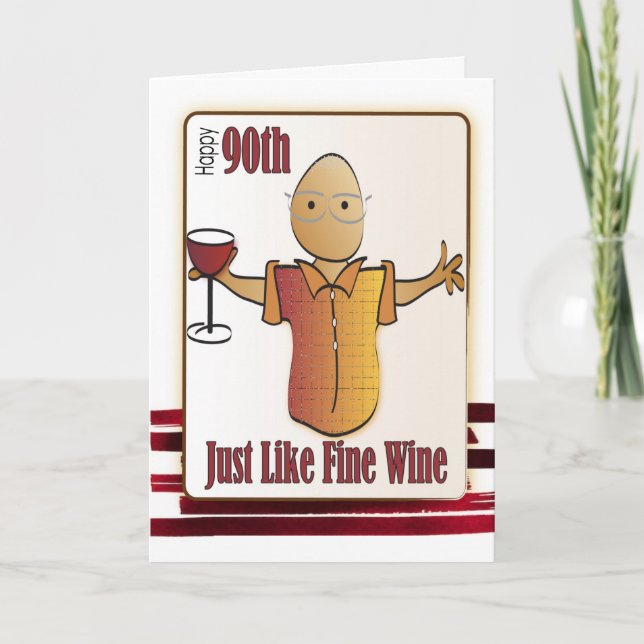 90th Birthday Card for Him - Funny Cartoon (Front)