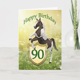 90th birthday card with a rearing horse