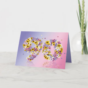 90th birthday card with flowery letters