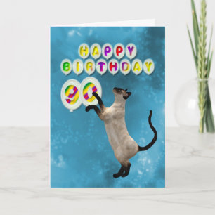 90th Birthday card with siamese cats