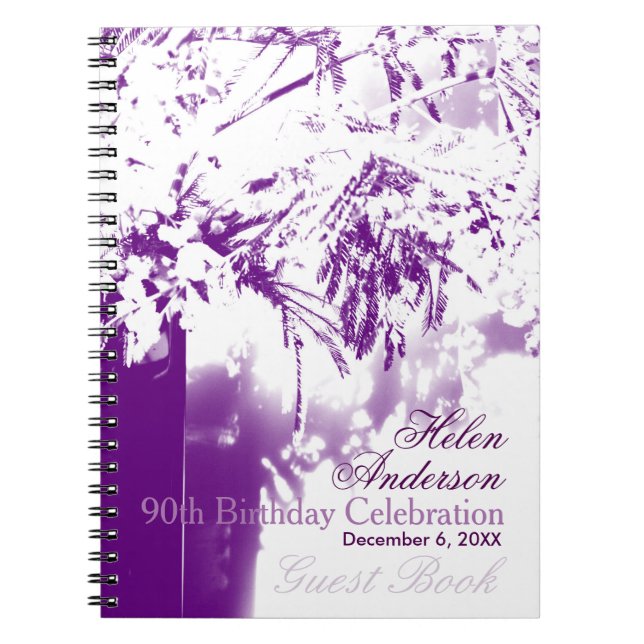 90th Birthday Celebration Flower Bouquet GuestBook Notebook (Front)