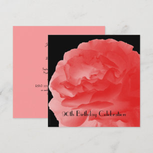 90th Birthday Celebration Invitation Coral Rose
