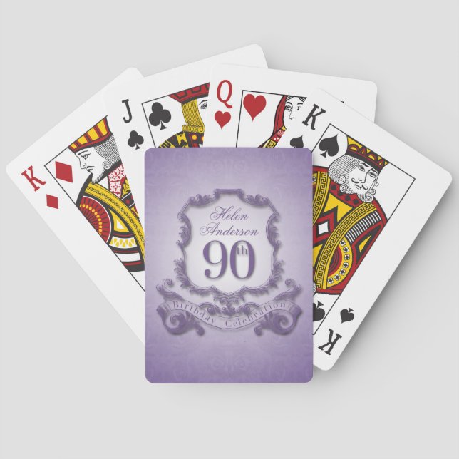 90th Birthday Celebration Personalised Playing Cards (Back)