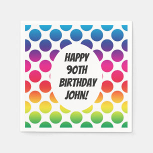 90th Birthday Celebration With Colourful Circles Napkin