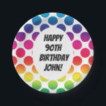 90th Birthday Celebration With Colourful Circles Paper Plate<br><div class="desc">Enjoy the colourful circles for your next celebration,  Change the words to fit your party.</div>