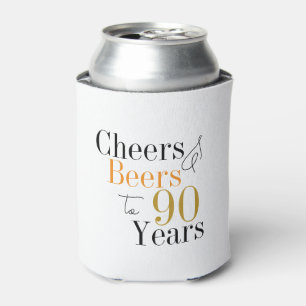 90th Birthday Cheers and Beers Minimal Party Favou Can Cooler