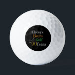 90th Birthday Cheers Beers Golf Party Balls<br><div class="desc">This is a stylish 90th birthday design with a golf cheers and beers theme. It is a modern design, in classic black and white with orange, green and gold typography. Perfect for a fun, golf and beer themed, 90th birthday party and ideal as a birthday gift, party accessories or party...</div>