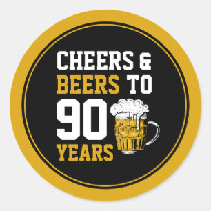90th Birthday Cheers & Beers to 90 Years Classic Round Sticker