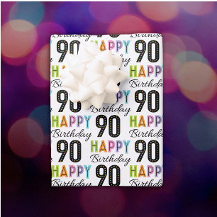 90th Birthday Colourful Typography Wrapping Paper