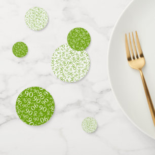 90th Birthday Cool Number Pattern Green and White Confetti