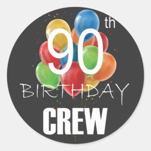 90th Birthday Crew 90 Party Crew Group Classic Round Sticker