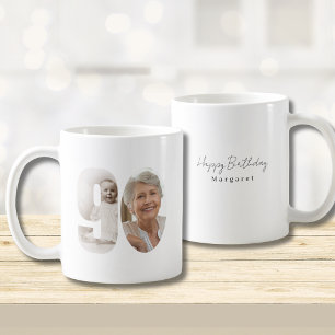 90th Birthday Custom Two Photo Coffee Mug