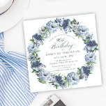 90th Birthday Dusty Blue Flower Wreath Invitation<br><div class="desc">Soft watercolor blue roses and peonies create a pretty springtime wreath to decorate this 90th birthday invitation. The typography adds an elegant aesthetic. This elegant birthday invitation is available in both traditional cardstock and a downloadable version. It is part of the Dusty Blue Floral collection. It lets you choose a...</div>