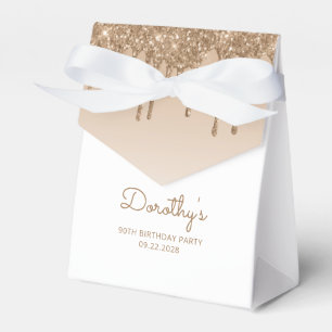 90th Birthday Elegant Gold Glitter Drip Script Favour Box