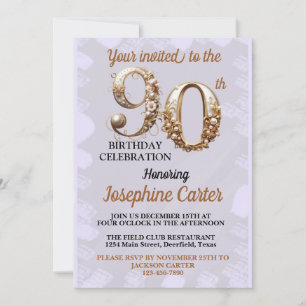 90th Birthday Elegant Party Invitation