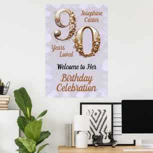 90th Birthday Elegant Party Poster