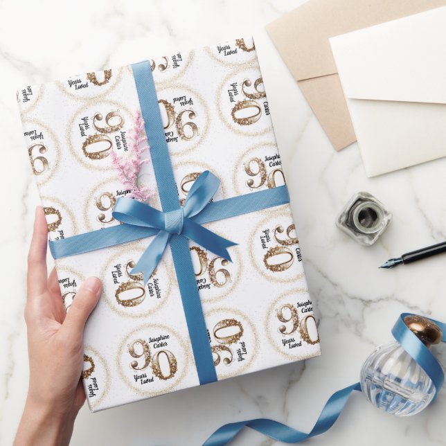 90th Birthday Elegant Party Wrapping Paper (Gifting)