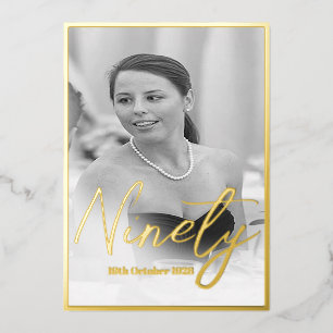 90th Birthday Elegant Photo Birthday Invitation